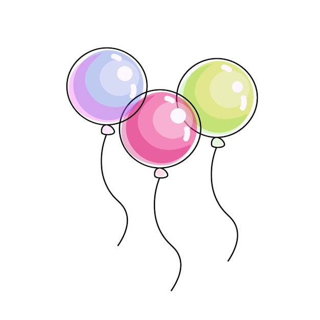 Bunch of balloons in doodle style isolated on white background vector