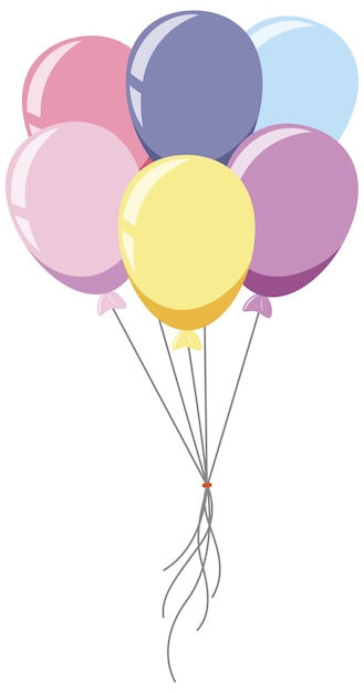 Vettore mazzo di palloncini in stile cartone animato di colore pastello