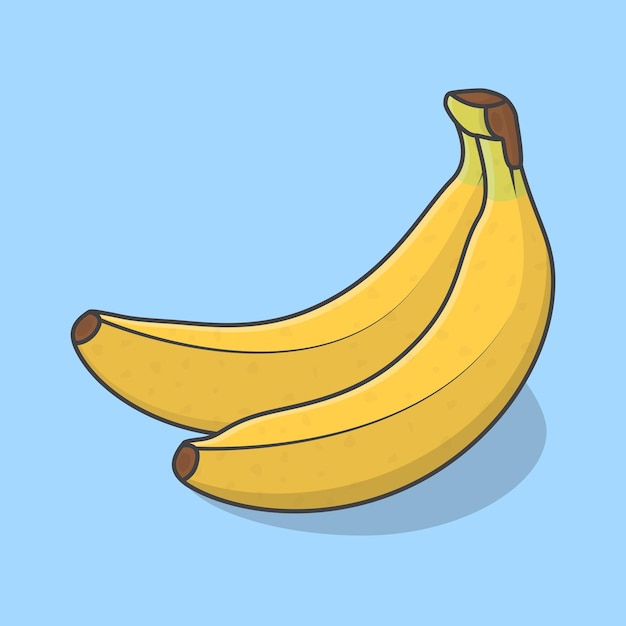 Vector bunch of bananas cartoon vector illustration fresh banana fruit flat icon outline