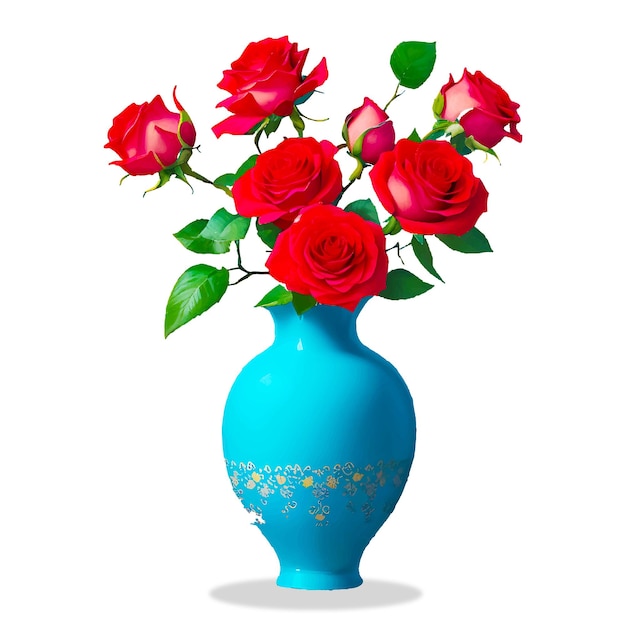 Bunch of beautiful blooming roses in vase