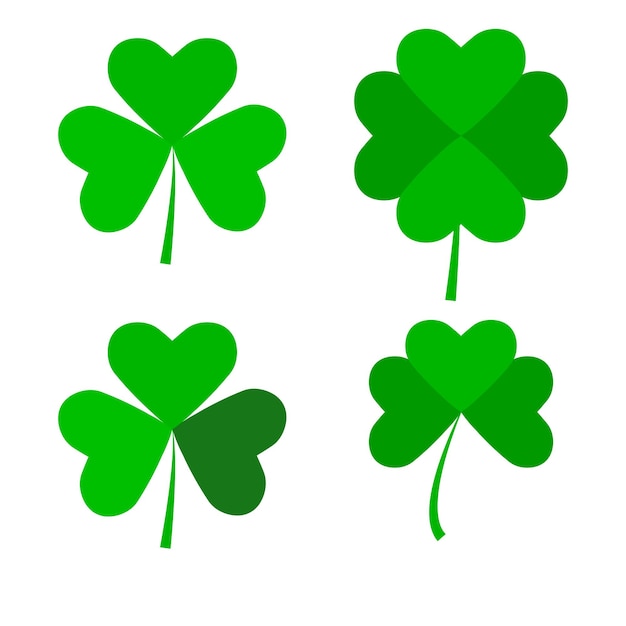 Vector bunch of clover leaves in flat style illustration
