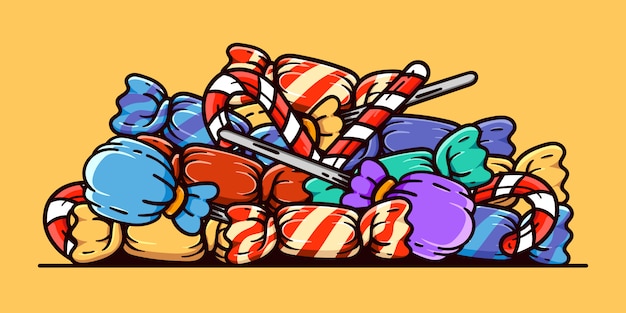 Vector bunch of colorful candies illustration