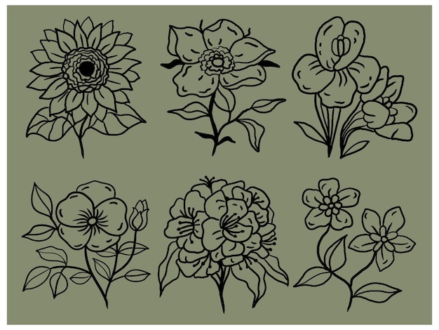 Vector a bunch of flowers on a green background