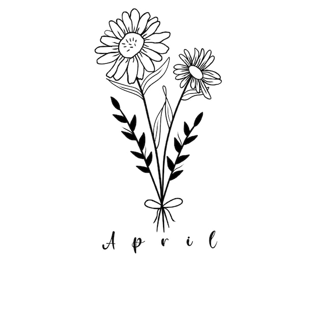 Vector a bunch of flowers with the word april on it