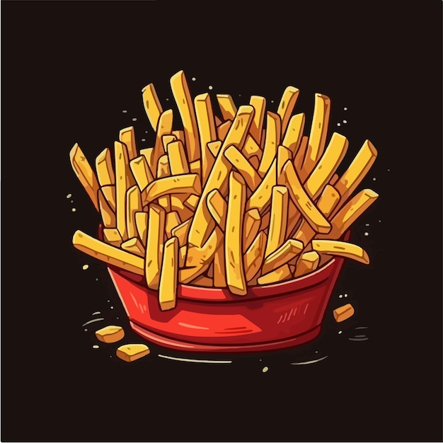 A bunch of french fries on a red container.