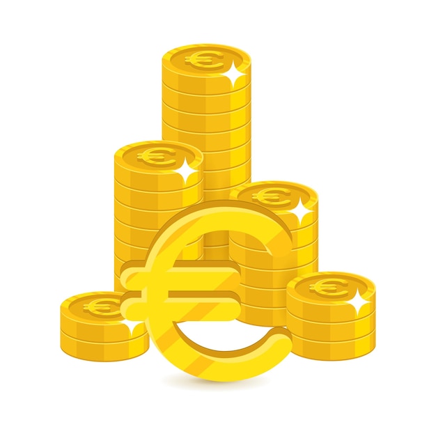 Vector bunch gold euro isolated cartoon