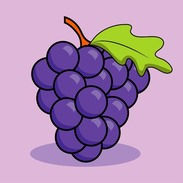 A bunch of grapes with a green leaf on it