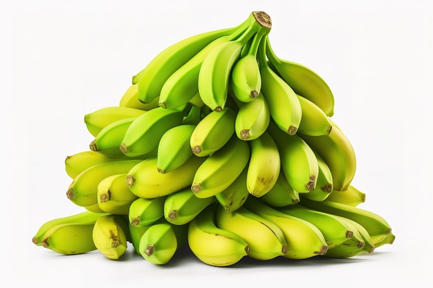 Vector a bunch of green bananas isolated on white background with clipping path cutout