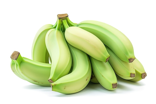 Vector a bunch of green bananas isolated on white background with clipping path cutout