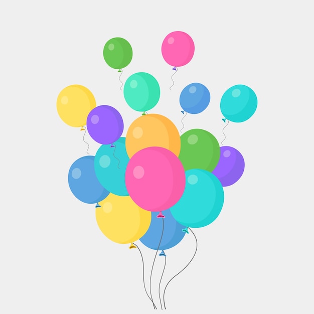 Bunch of helium balloon isolated on grey