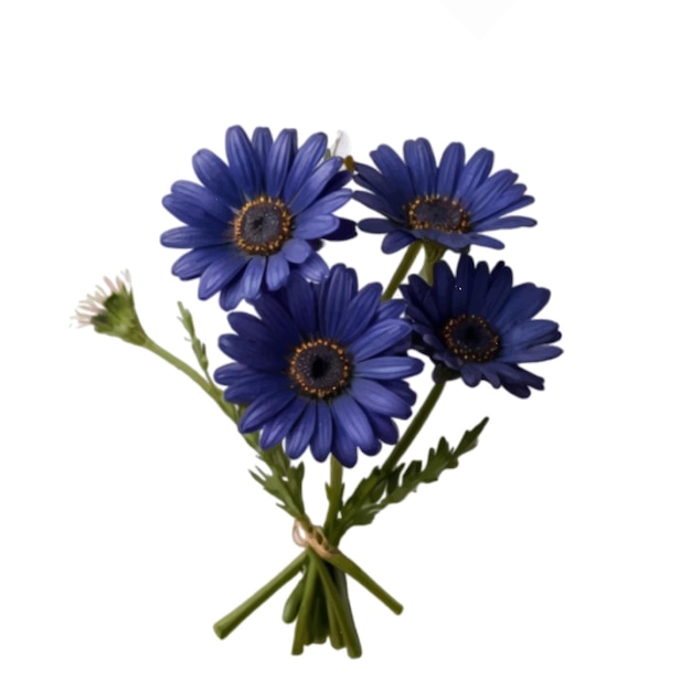 bunch of indigo color Daisy flower isolated on plain white background