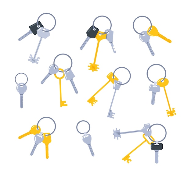 Bunch of keys assorted set of metal objects used for locking and unlocking doors and other enclosures varied sizes