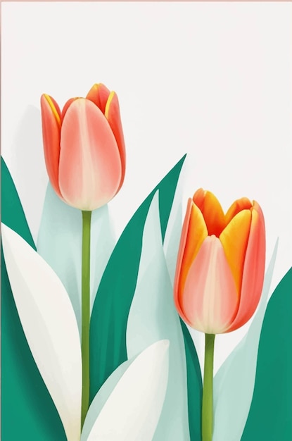 A bunch of tulips on a white background