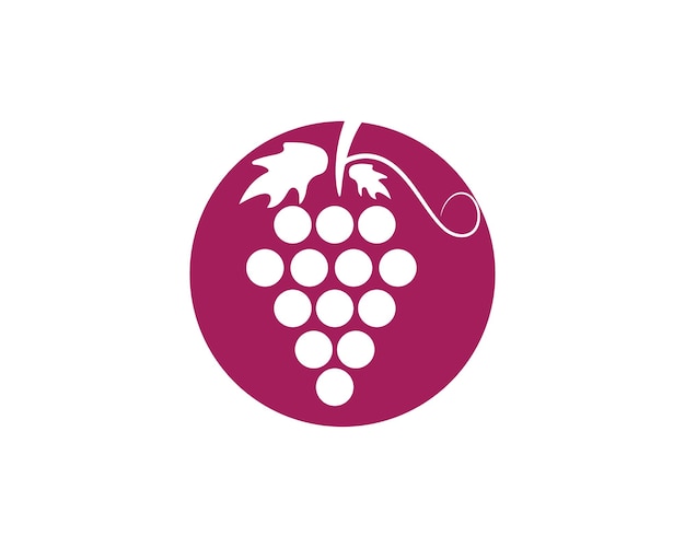 Bunch of wine grapes with leaf icon