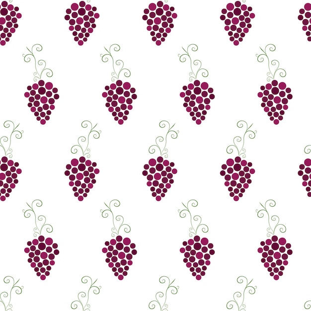 Грозди винограда бесшовные модели Фиолетовый виноград Фруктовый рисунок Спелые ягоды на белом фоне