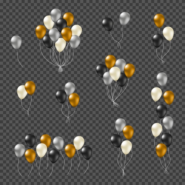 Bunches and groups of helium balloons