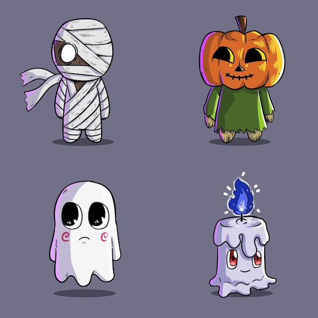 Vector bundel cute halloween ghost