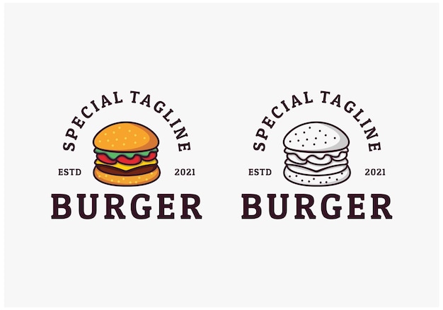 bundel hamburger restaurant logo premium vector