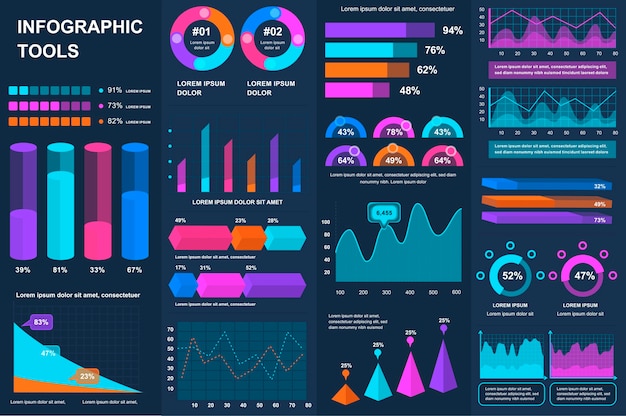 Bundel infographic UI UX KIT elementen elementen sjabloon