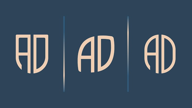 Bundel met creatieve beginletters AD Logo-ontwerpen
