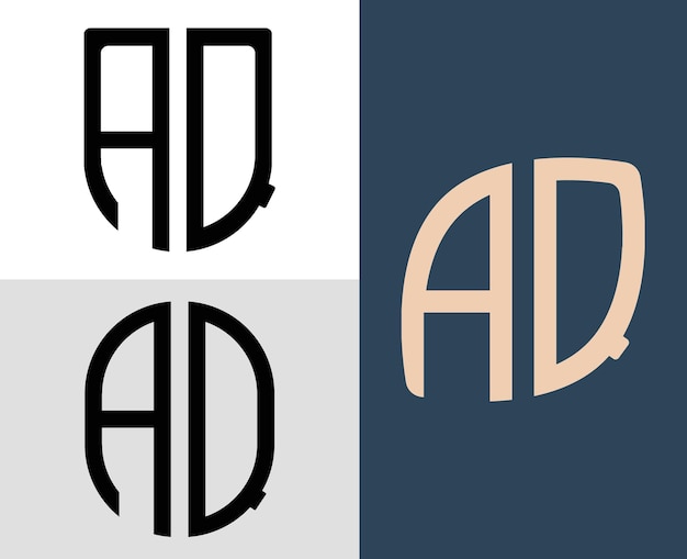Bundel met creatieve beginletters AQ Logo-ontwerpen