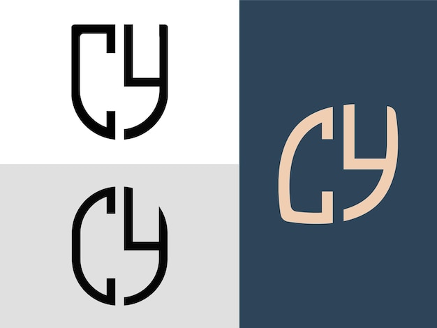 Bundel met creatieve beginletters CY-logo-ontwerpen