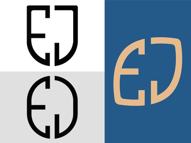 Bundel met creatieve beginletters EJ Logo-ontwerpen