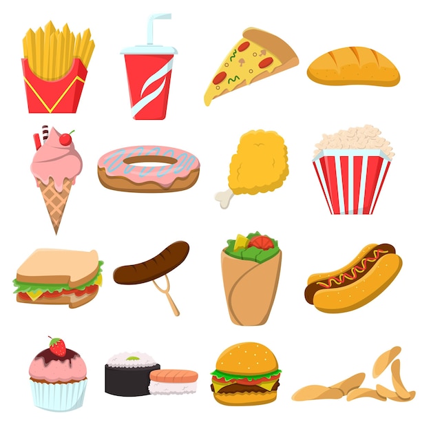 Vector bundel van fastfood-illustraties