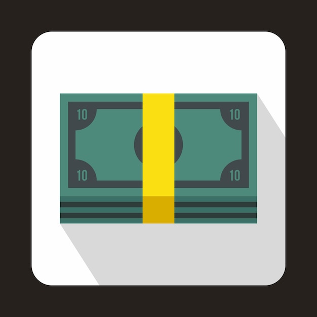 Bundel van geld icoon in vlakke stijl met lange schaduw Finance symbool