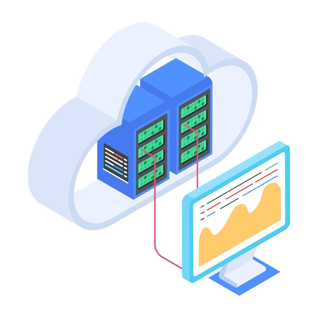 Vector bundel van isometrische pictogrammen voor serveropslag