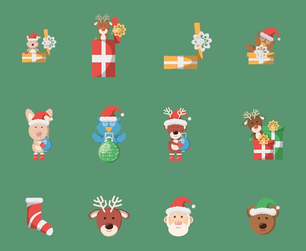 Bundel van kerstmis met pictogrammen instellen