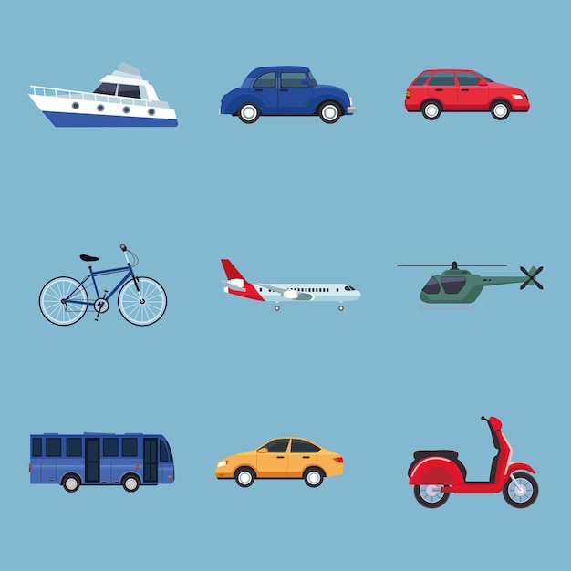 Bundel van negen transportvoertuigen