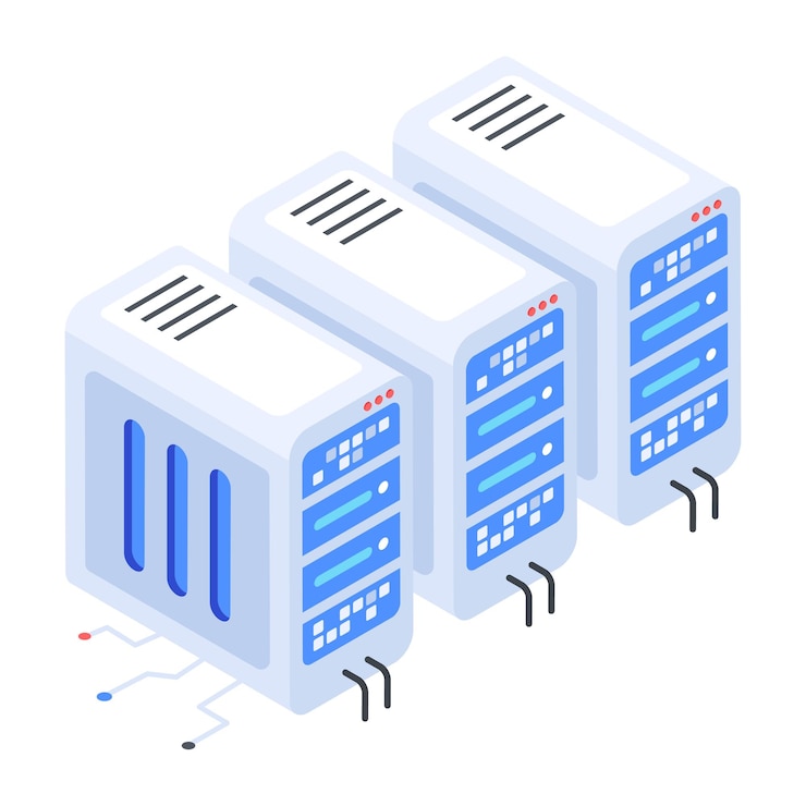 Vector bundel van serveropslag isometrische pictogrammen