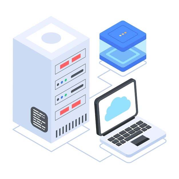 Bundel van serveropslag isometrische pictogrammen