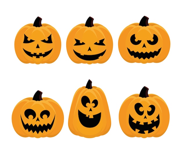 Bundel van zes halloween decorontwerp iconen vector illustratie