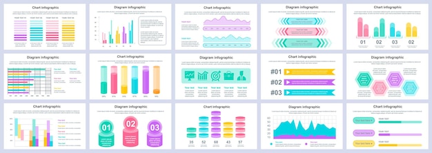 Bundel zakelijke en financiële infographics presentatiedia's sjabloon