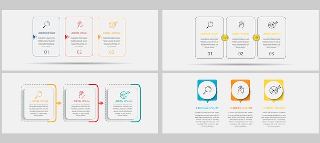 Bundel zakelijke infographics set met 3 opties of stappen