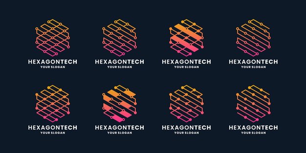 Vector bundle abstract technology logo design hexagon,