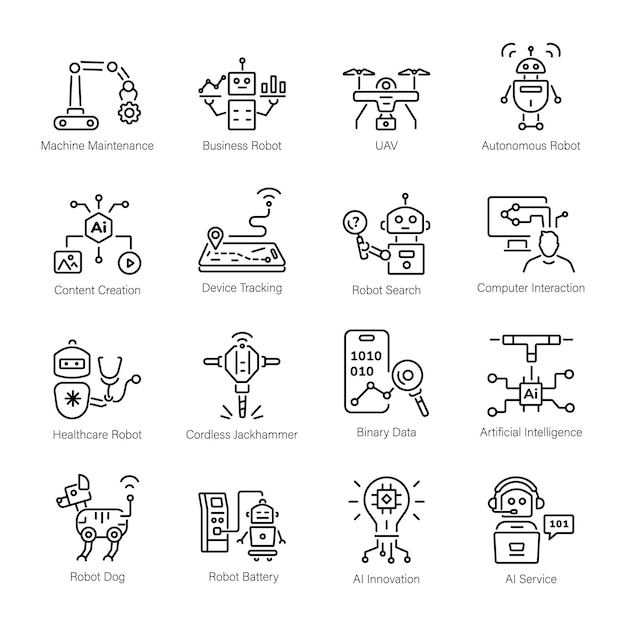 Vector bundle of ai and robotics linear icons