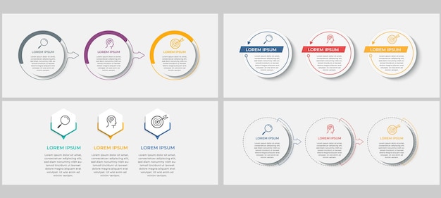 Bundle infografica aziendale impostato con diagramma di processo diagramma di flusso informazioni grafico