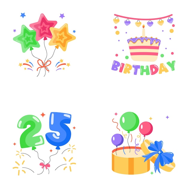 Vector bundle of celebrations flat stickers