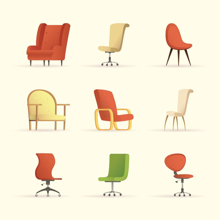 Vector 의자 forniture 집 세트 아이콘 일러스트 디자인 번들