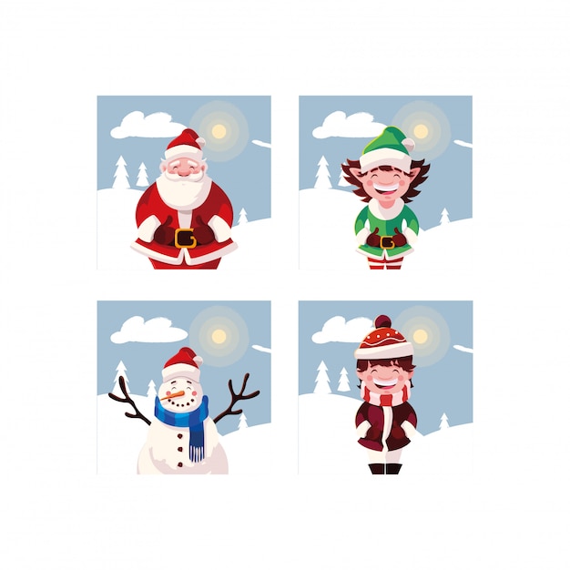 Набор рождественских открыток с иконками