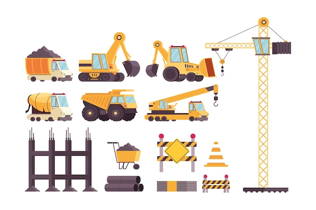 Vector bundle of construction vehicles and tools