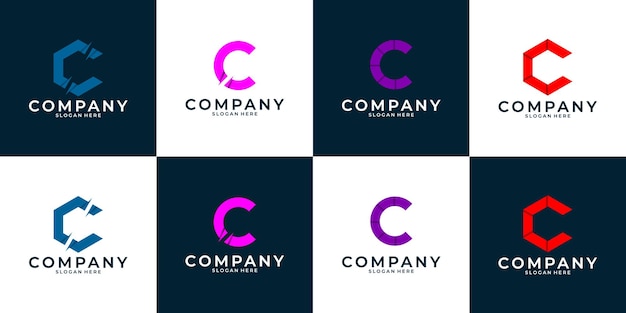 Bundle creative luxury letter c with shadow for your business