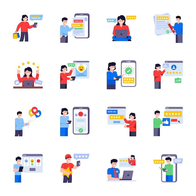 Bundle of customer ratings flat illustrations