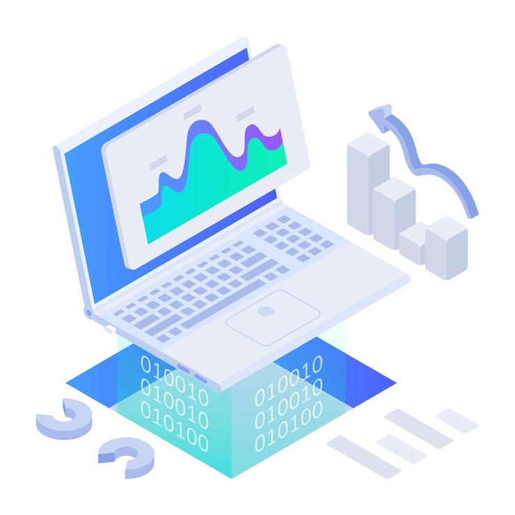 Vector bundle of data insights isometric style icons