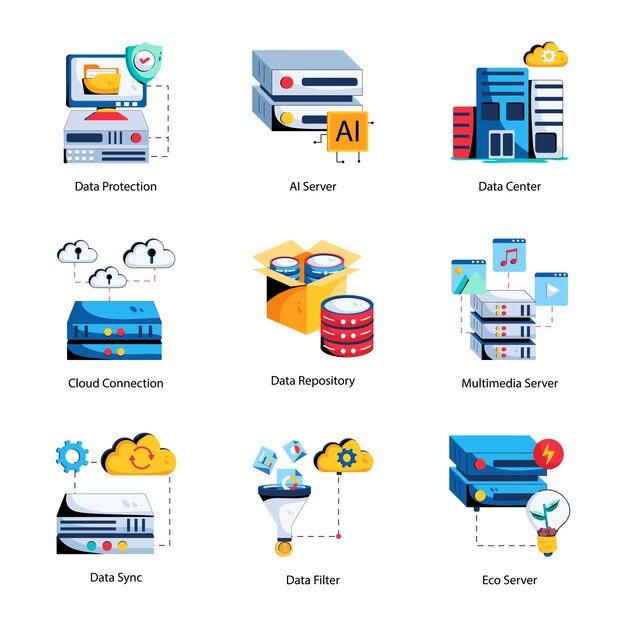 Premium Vector | Bundle of Data Operations Flat Icons