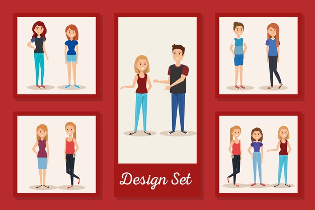 Vector bundle of designs young people avatar characters