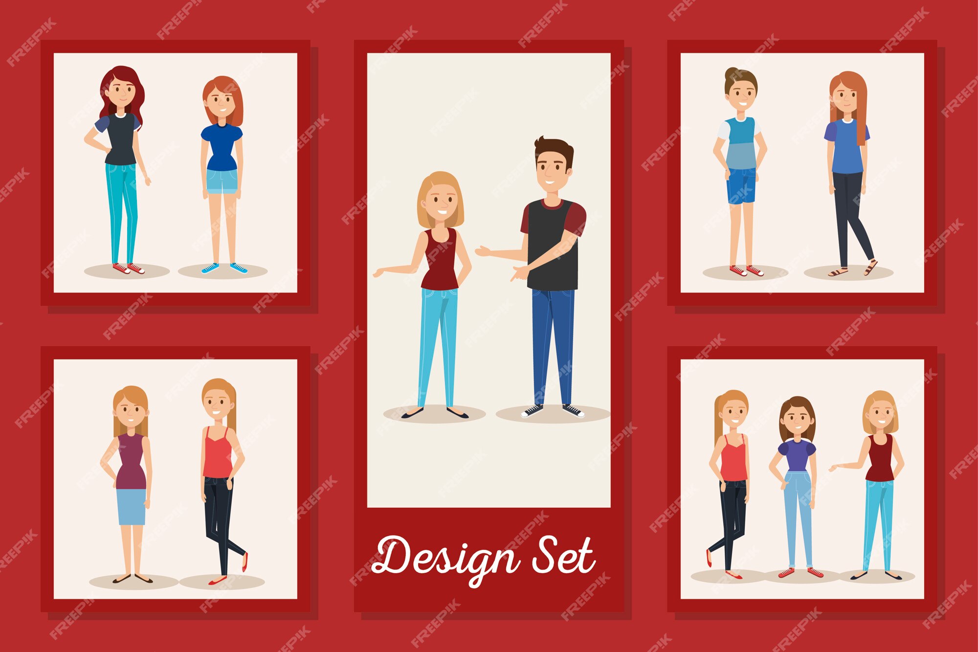 Premium Vector | Bundle of designs young people avatar characters Premium Vector | Bundle of designs young people avatar characters